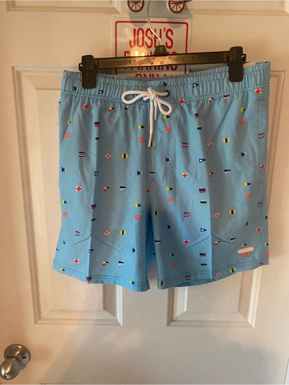 Ingear Light Blue Nautical Flag Swim Trunks